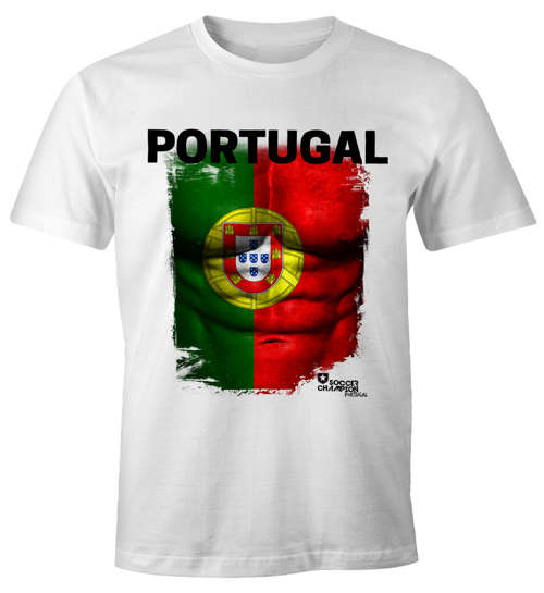 EM-T-Shirt-Herren-Fussball-Portugal-Flagge-Fanshirt-Waschbrettbauch-MoonWorks