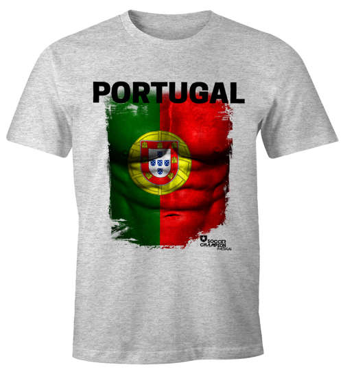 EM-T-Shirt-Herren-Fussball-Portugal-Flagge-Fanshirt-Waschbrettbauch-MoonWorks