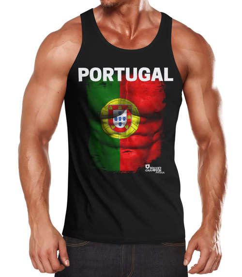 EM-Tanktop-Herren-Fussball-Portugal-Flagge-Fanshirt-Waschbrettbauch-MoonWorks