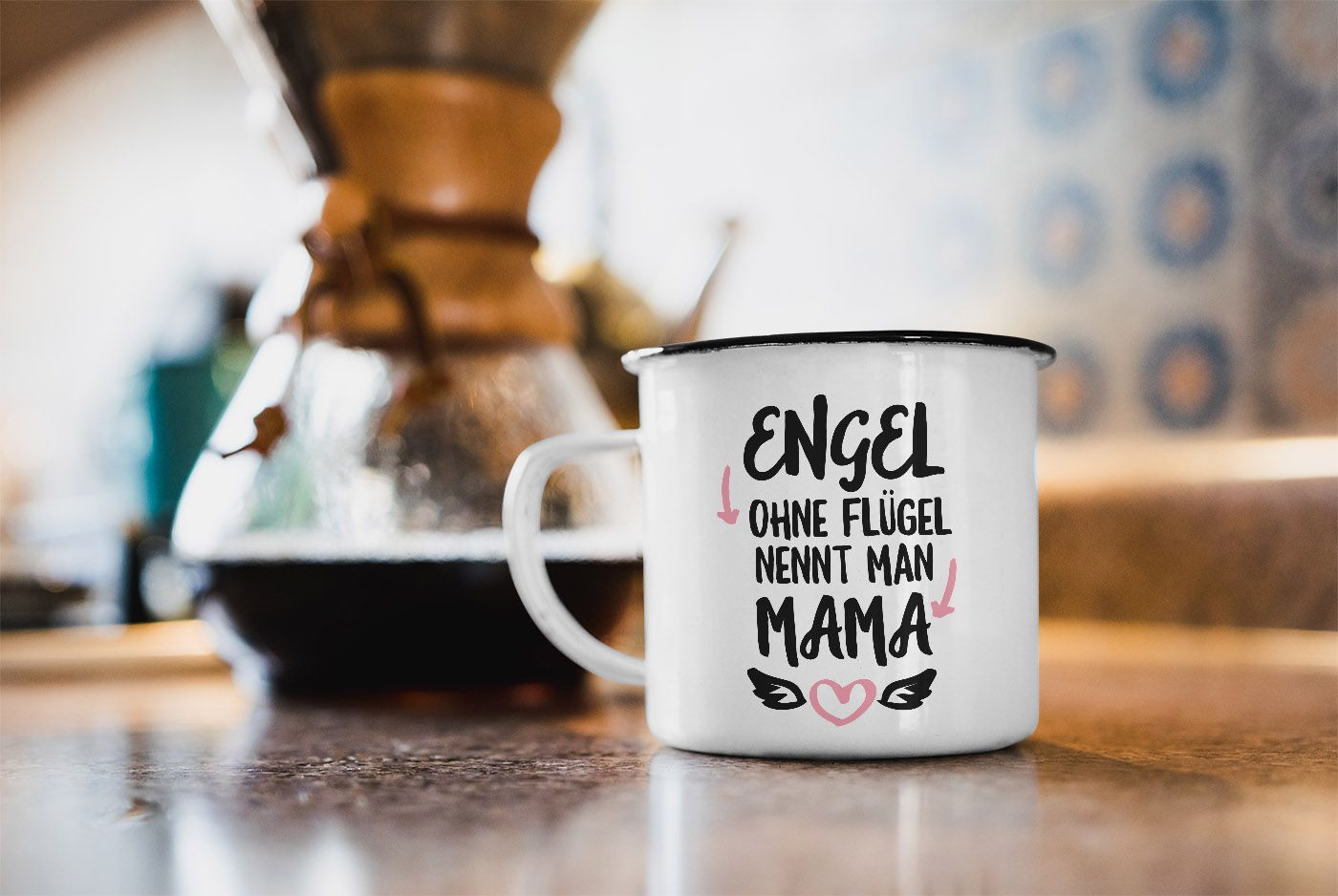 Emaille Tasse Becher Engel ohne Flügel nennt man Mama Geschenk Mama