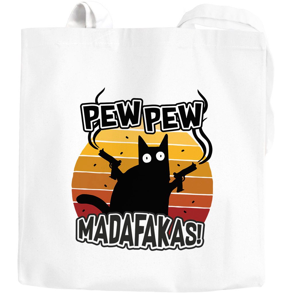 Jutebeutel Pew Pew Madafakas Katze Western Cat Meme Baumwolltasche