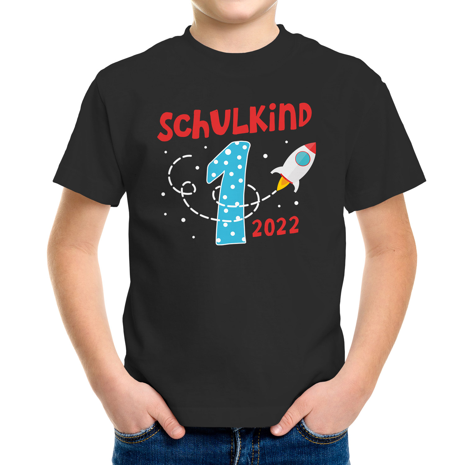 T-Shirt „Endlich Schulkind 2025“ Mit Rakete & Sternen – Cooles Einschulungs-Shirt Für Jungen In Grün