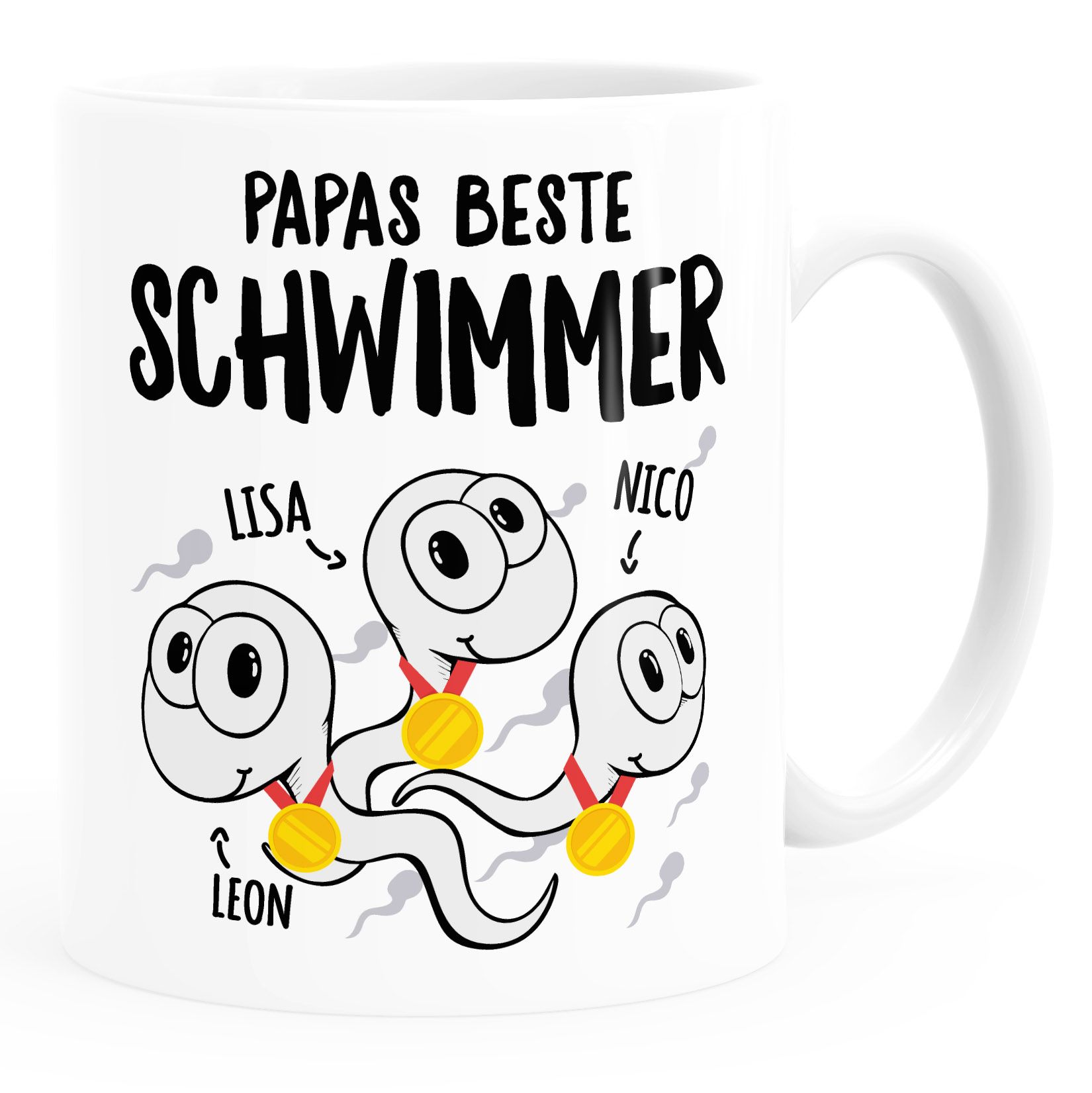 Kaffee-Tasse Sperma personalisierte Geschenke mit Namen Papa beste  Schwimmer