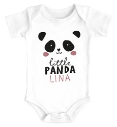 Baby Body mit Namen bedrucken lassen Aufschrift littel Panda Wunschname kurzarm Bio Baumwolle SpecialMe®