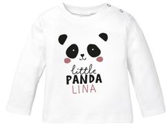 Baby Langarmshirt mit Namen personalisiert little Panda Wunschname Junge Mädchen Bio-Baumwolle SpecialMe®