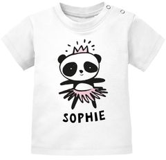 Baby T-Shirt mit Namen personalisiert kleines Panda-Bär Mädchen kurzarm Bio-Baumwolle SpecialMe®