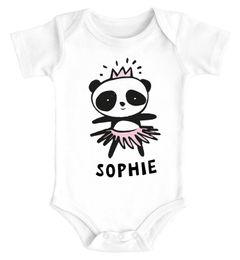 Baby Body mit Namen bedrucken lassen kleines Panda-Bär Mädchen Wunschname kurzarm Bio Baumwolle SpecialMe®