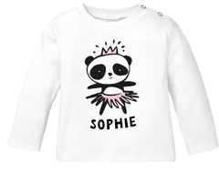 Baby Langarmshirt mit Namen personalisiert kleines Panda-Bär Mädchen Wunschname Bio-Baumwolle SpecialMe®