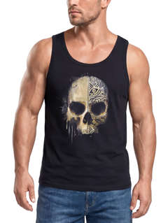Herren Tank-Top Bedruckt Totenkopf Totenschädel Skull Tattoo Tribal Print Muskelshirt Muscle Shirt Neverless®