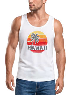 Herren Tank-Top Hawaii Palme Tropical Summer Retro Slim Fit Baumwolle Muskelshirt Muscle Shirt Neverless®