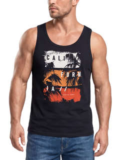 Herren Tank-Top California Schriftzug Palmen Printshirt Muskelshirt Muscle Shirt Neverless®