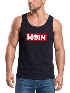 Herren Tank-Top Schriftzug Moin Skull Totenkopf Aufdruck Print Parodie Muskelshirt Neverless®