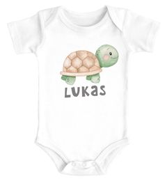 Baby Body mit Namen bedrucken lassen Schildkröte Watercolor kurzarm Bio Baumwolle SpecialMe®