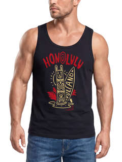 Herren Tank-Top Honolulu Tiki Totem Maske Surfbrett Surfen Fashion Streetstyle Muskelshirt Muscle Shirt Neverless®