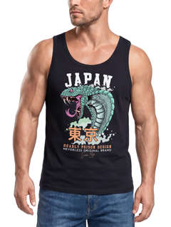 Herren Tank-Top Japan Kobra Motiv japanische Schriftzeichen Schriftzug Deadly Poison Design Fashion Streetstyle Muskelshirt Muscle Shirt Neverless®