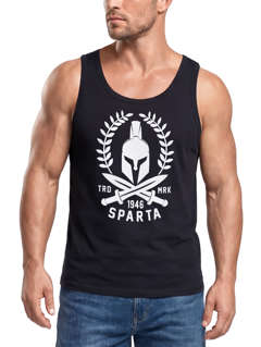 Herren Tank-Top Sparta Schriftzug Spartaner-Helm Schwert Muskelshirt Muscle -Shirt Neverless®
