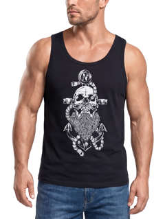 Herren Tank-Top Anker Skull Beard Totenkopf mit Bart Tau Seemann Muskelshirt Muscle Shirt Neverless®