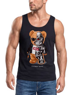 Herren Tank-Top Print Teddy Bär I'll bear back Meme Parodie Spruch Techwear Fashion Streetstyle Muskelshirt Neverless®