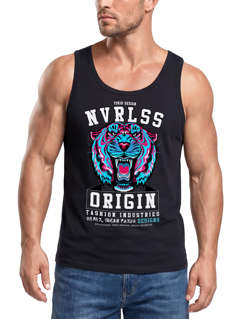 Herren Tank-Top Tiger-Kopf Origin Tokio Design Schriftzug Print Tattoo Style Style Muskelshirt Muscle Shirt Neverless®