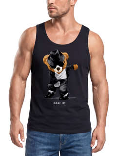 Herren Tank-Top Shirt Jackson Bear Parodie Bear it! Teddy Bär Musik Print Aufdruck Muskelshirt Neverless®