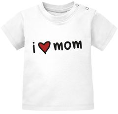Baby T-Shirt kurzarm I love Mom Geschenk Mama Muttertag Geburtstag Jungen Mädchen Oberteil Bio-Baumwolle SpecialMe®