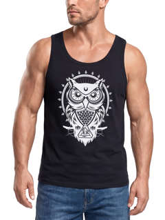 Herren Tank Top Eule Owl Shirt Eulenmotiv Slim Fit Muskelshirt Neverless®