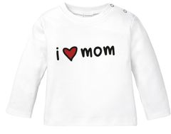 Baby Langarmshirt  I love Mom Geschenk Mama Muttertag Geburtstag Jungen Mädchen Bio-Baumwolle SpecialMe®