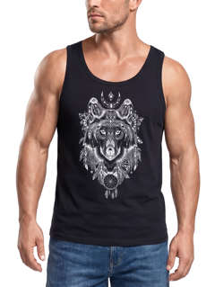 Herren Tank Top Wolf Atzekenmuster Boho Bohamian Atzec Animal Ethnic Neverless®