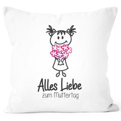 Kissen-Bezug Alles Liebe zum Muttertag Blumenstrauss Strichmännchen Geschenk für Mama SpecialMe®