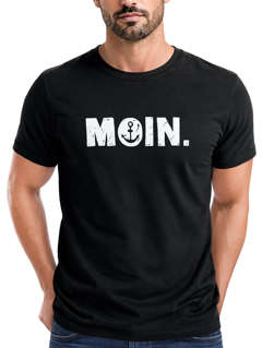 Herren T-Shirt Schriftzug Moin Dialekt Norden Hamburg Anker Print Fashion Streetstyle Neverless®