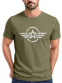 Neverless® Herren T-Shirt Airforce Aufdruck Emblem Fashion Streetstyle