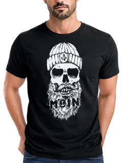 Neverless® Herren T-Shirt Moin Totenkopf Anker Skull Print Motiv Bart