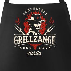 Grill-Schürze für Männer BBQ Cowboy schnellste Grillzange von ganz [Wunsch-Stadt/Dorf-Name/Ort] Western Moonworks®