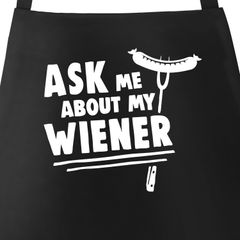 Grill-Schürze für Männer lustiger Spruch Ask me about my Wiener Baumwoll-Schürze Küchenschürze Moonworks®