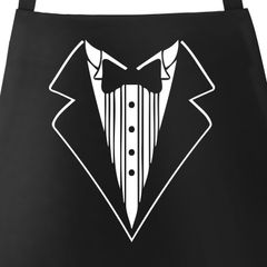 Grill-Schürze für Männer Smoking Anzug Fliege Grill-Geschenk Mann Kochschürze Küchenschürze Moonworks®
