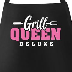 Grill-Schürze für Frauen mit Spruch Grill Queen Deluxe Baumwoll-Schürze Damen Küchenschürze Moonworks®