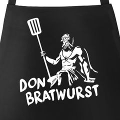 Grill-Schürze für Männer mit Spruch Don Bratwurst Grillgott Baumwollschürze Küchenschürze Moonworks®