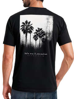 Herren T-Shirt Backprint Sommer-Shirt mit Palmen Rückendruck Vintage Grafik – Kurzarm Baumwollshirt im California Style Fashion Streetstyle Neverless®