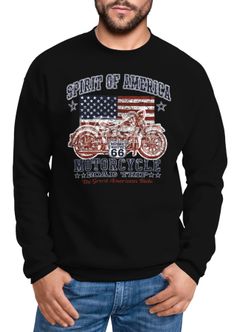 Sweatshirt Herren Amerika Flagge Motorrad Motorbike Rundhalspullover Neverless®
