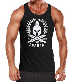 Herren Tank-Top Sparta Schriftzug Spartaner-Helm Schwert Muskelshirt Muscle -Shirt Neverless®