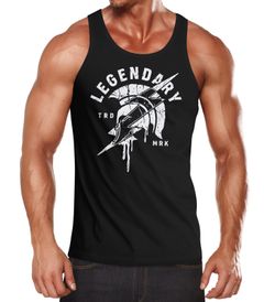 Herren Tank-Top Sparta Schrift Legendary Spartan Helmet Lightning Flash Blitz Muskelshirt Muscle Shirt Neverless®