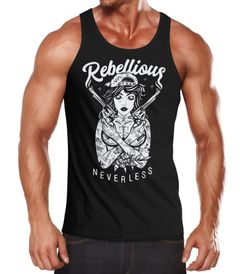 Herren Tank-Top Rebellious Girl with Guns Gangster Muskelshirt Muscle Shirt Neverless®