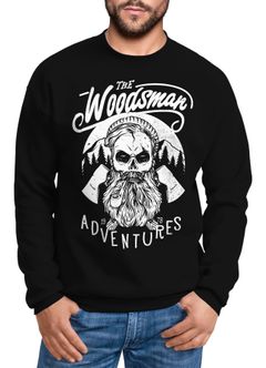Herren Sweatshirt Lumberjack Woodsman Hipster Bart Skull Totenkopf Pullover Männer Neverless®