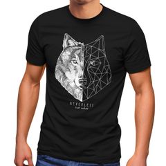 Herren T-Shirt Wolf Polygon Kunst Grafik Tiermotiv Printshirt Fashion Streetstyle Neverless®