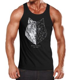 Herren Tank-Top Wolf Polygon Kunst Grafik Tiermotiv Printshirt Muskelshirt Muscle Shirt Neverless®