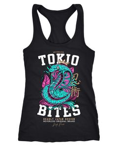Damen Tank-Top Japan Tokio Bites Kobra Giftschlange Printshirt Fashion Streetstyle Racerback Neverless®