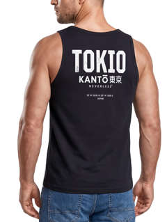 Herren Tanktop Backprint Tokio – Muskelshirt mit Japan Design – Ärmelloses Baumwollshirt im Streetwear Look – Neverless®