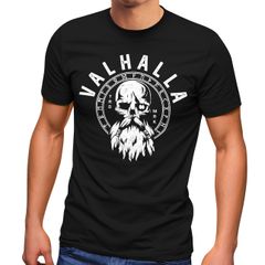 Herren T-Shirt Valhalla Totenkopf Odin Runen Wikinger Fashion Streetstyle Neverless® 