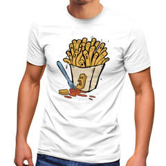 Herren T-Shirt Pommes Frittes Ketchup lustige Comic Zeichnung Fast-Food Fun-Shirt Spruch lustig Moonworks®