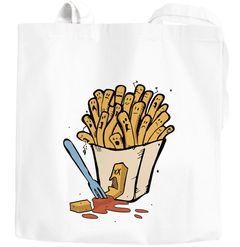 Jutebeutel Pommes Frittes Ketchup lustige Comic Zeichnung Fast-Food Moonworks®